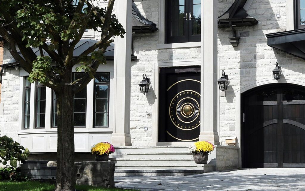 Custom Wood door, showcases protruding design elements to create depth.